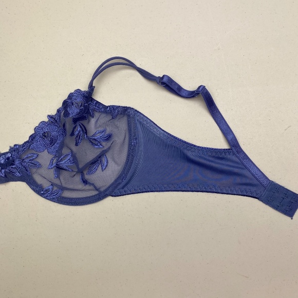Jolie ROYAL BLUE Sheer Embroidered Underwire, 34D. *P1030 - Picture 3 of 4